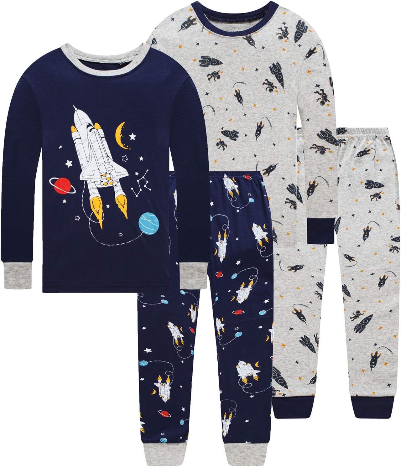 Dolphin&Fish Boys Pajamas 4Piece Toddler Kids Pjs Sets Cotton Toddler Clothes Sl...