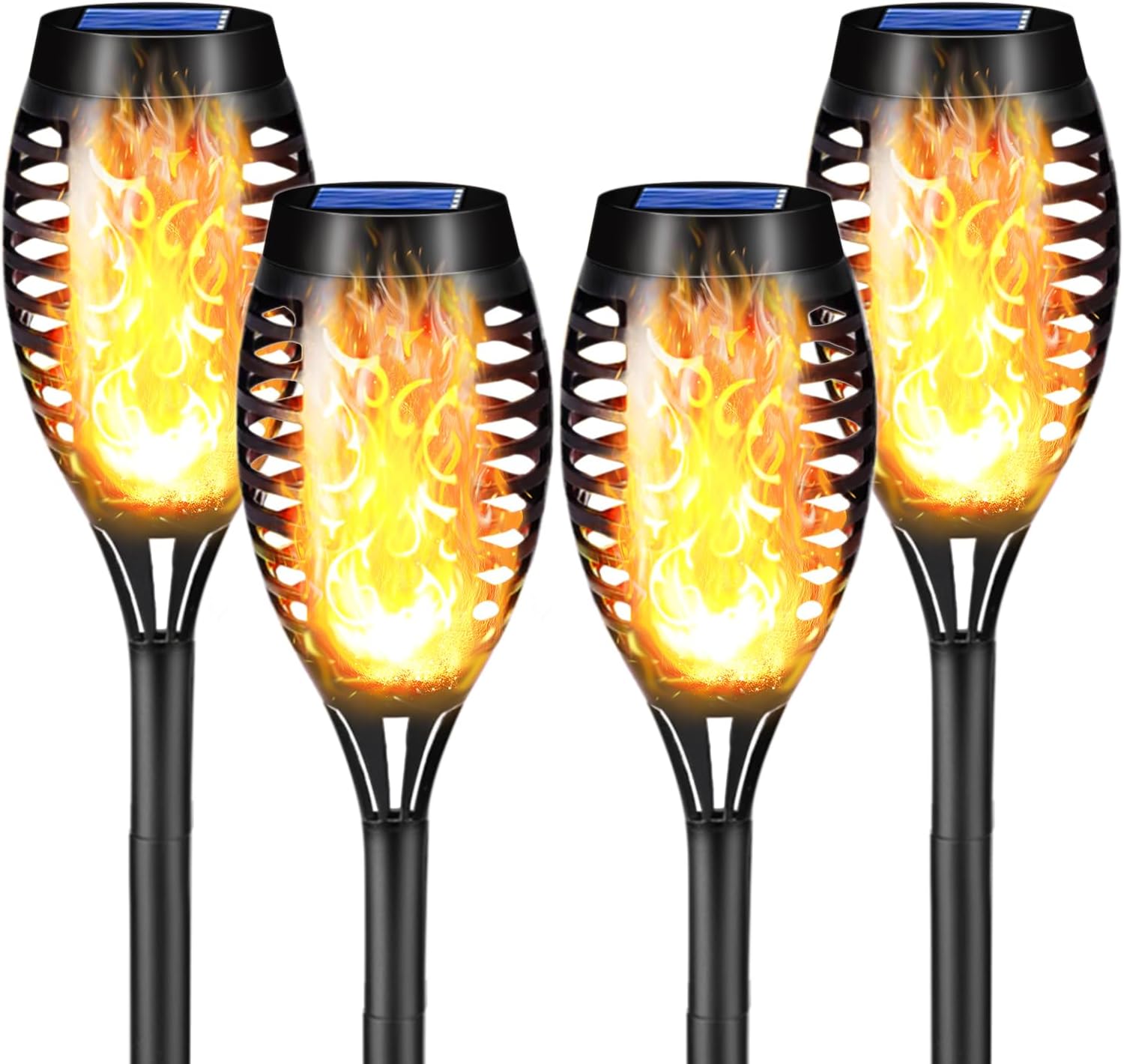 LQWELL® Solar Lights Solar Torch Light for Outdoor Garden 4 Pieces 12 LED Solar...