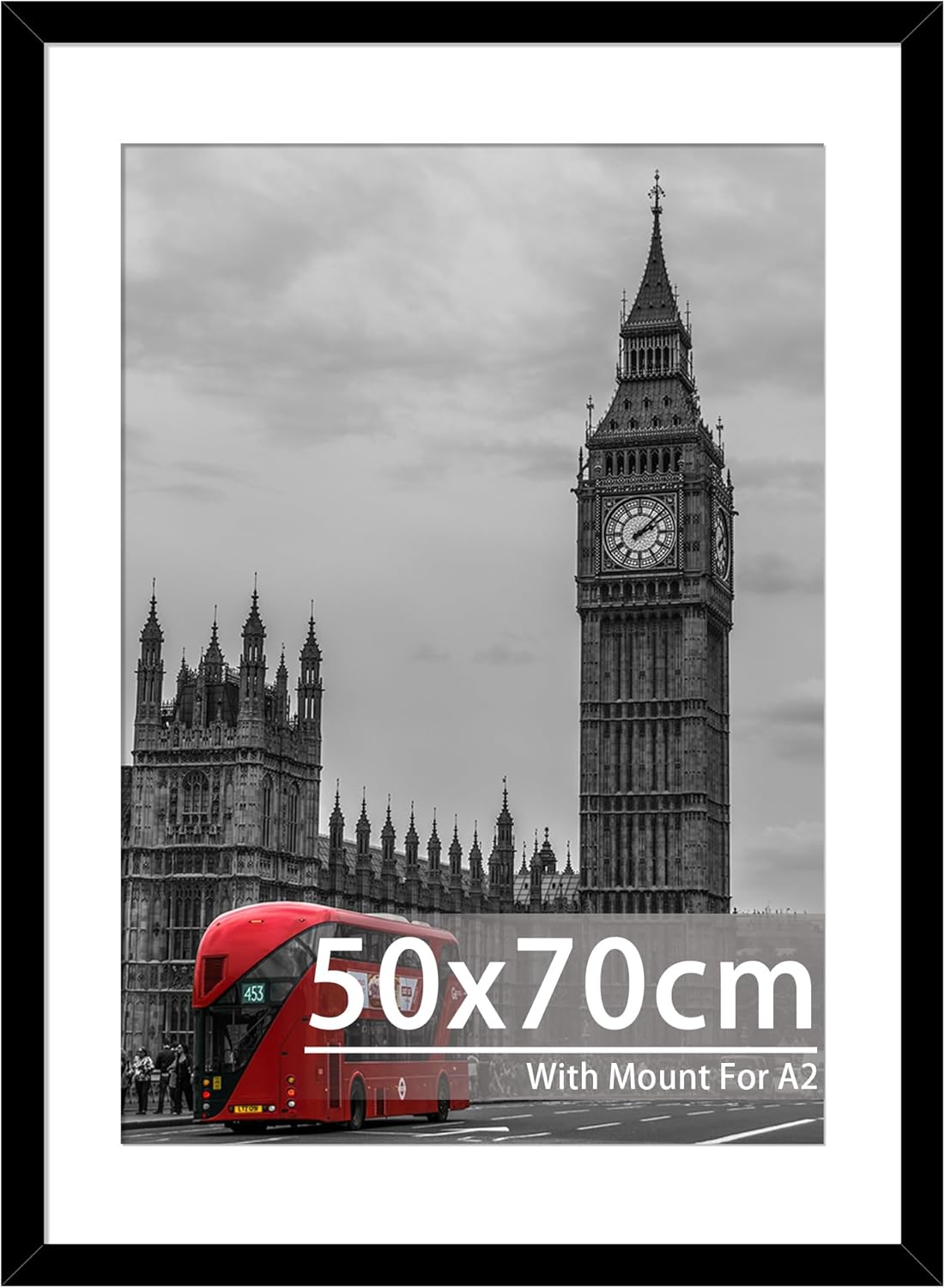 Tinkeps 50x70cm Black Frame - Engineered Wood and Plexiglass, Picture Frames 50c...