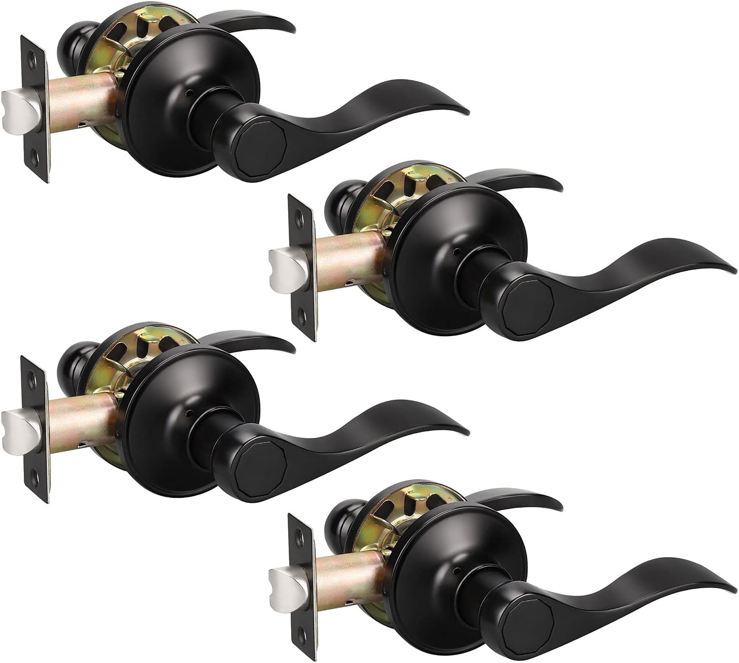 KNOBWELL 4 Pack Passage Door Lever Door Handle Non-Locking Lever Set for Hallway...