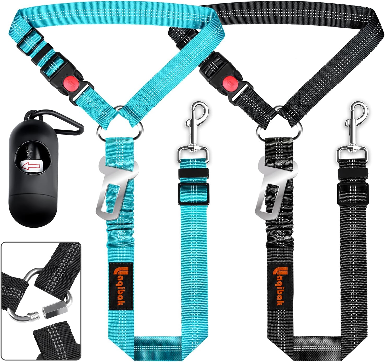 Removable Dog Seat Belt Harness for Car, 3 in 1 Pet Dog Car Seatbelt Leash, Retr...