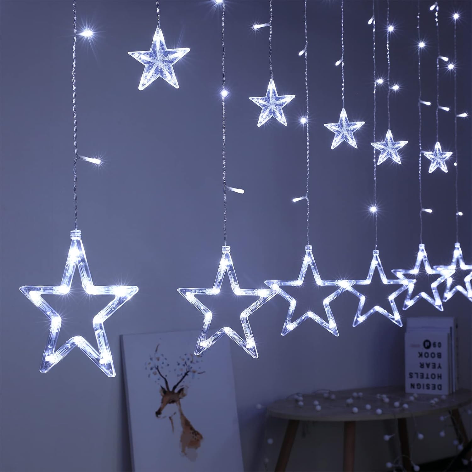 BLOOMWIN Christmas Window Lights, Special 12 Stars Curtain Fairy Light, Innovati...