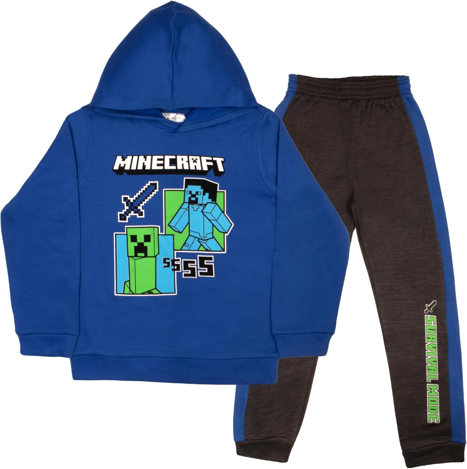 Minecraft Boys 2 Piece Fleece Pants Sets, Pullover Hoodie and Jogger Set for Boy...