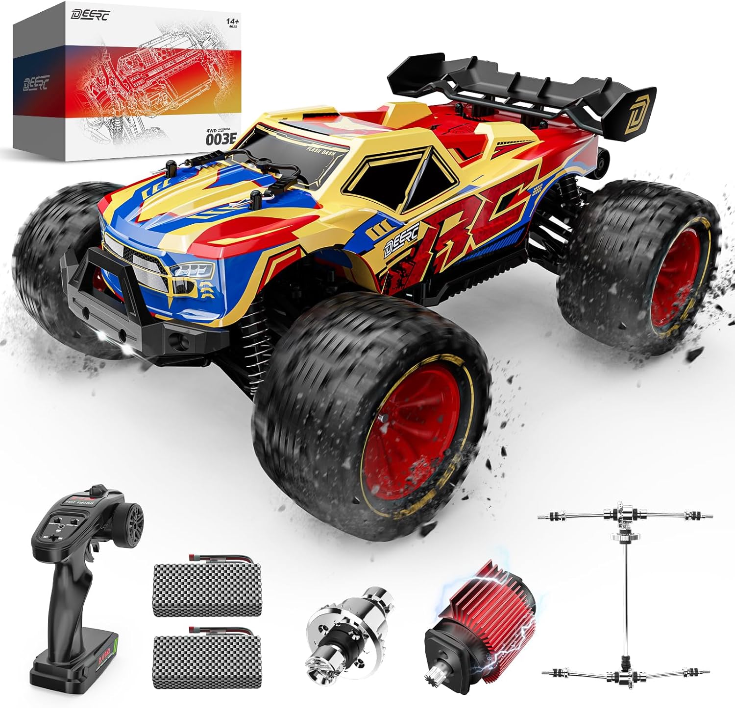 DEERC 1/14 Brushless Fast RC Cars for Adults Boys,Max 50KM/H High Speed Remote C...