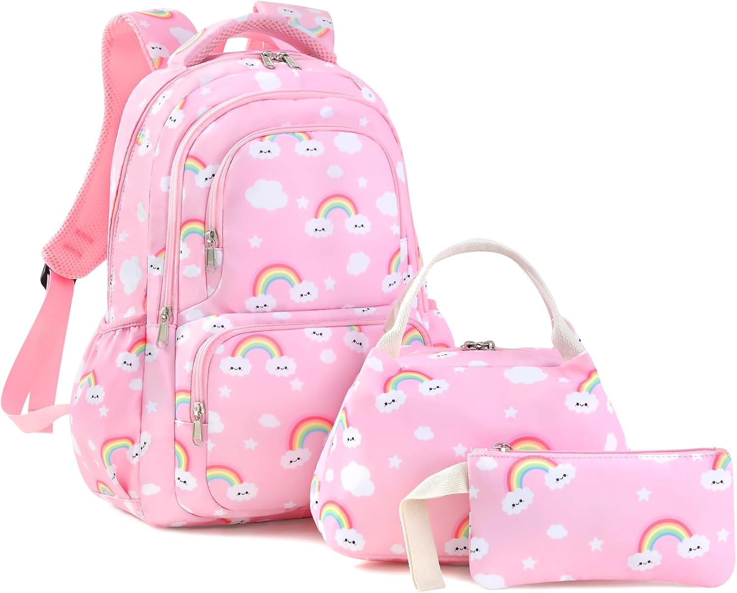 Rainbow Girls School Backpack, Special School Backpack with Lunch Box and Pen Ca...