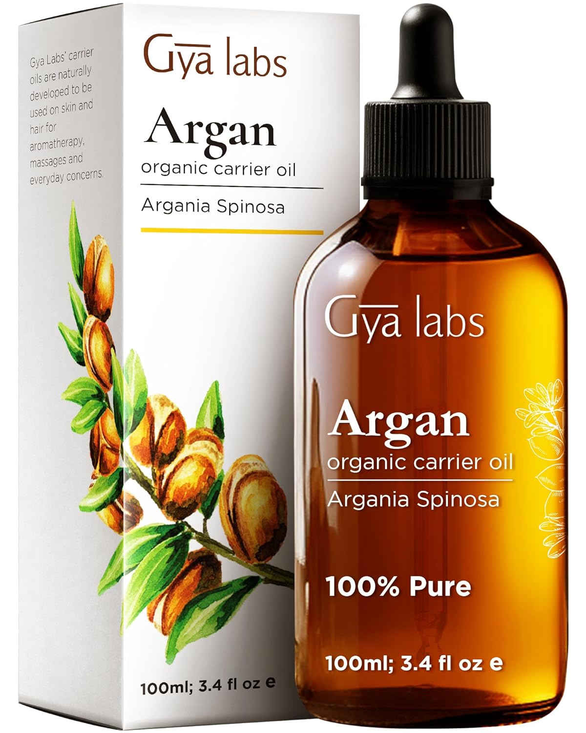 Gya Labs Organic Argan Oil for Hair - Pure Cold-Pressed Moroccan Argan Oil for S...