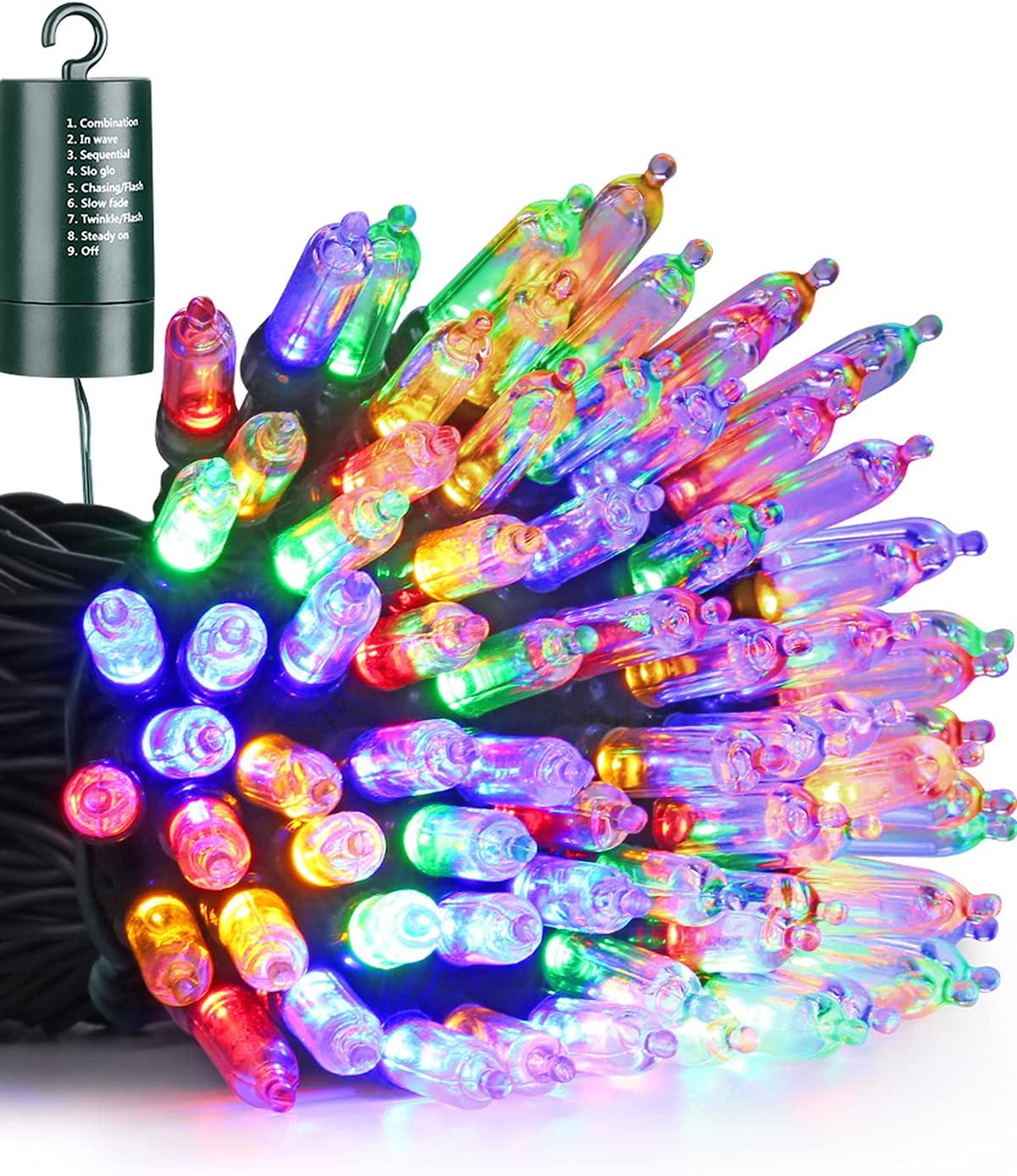 Flacchi Multicolor Christmas Lights 100 LED 33 ft Battery Operated String Lights...