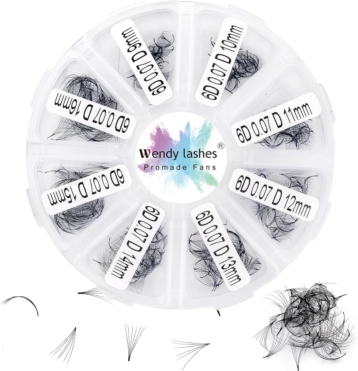 Premade Fans Eyelash Extension 500 Fans 6D 0.07mm C Curl 9-16mm Mixed Tray Pre M...