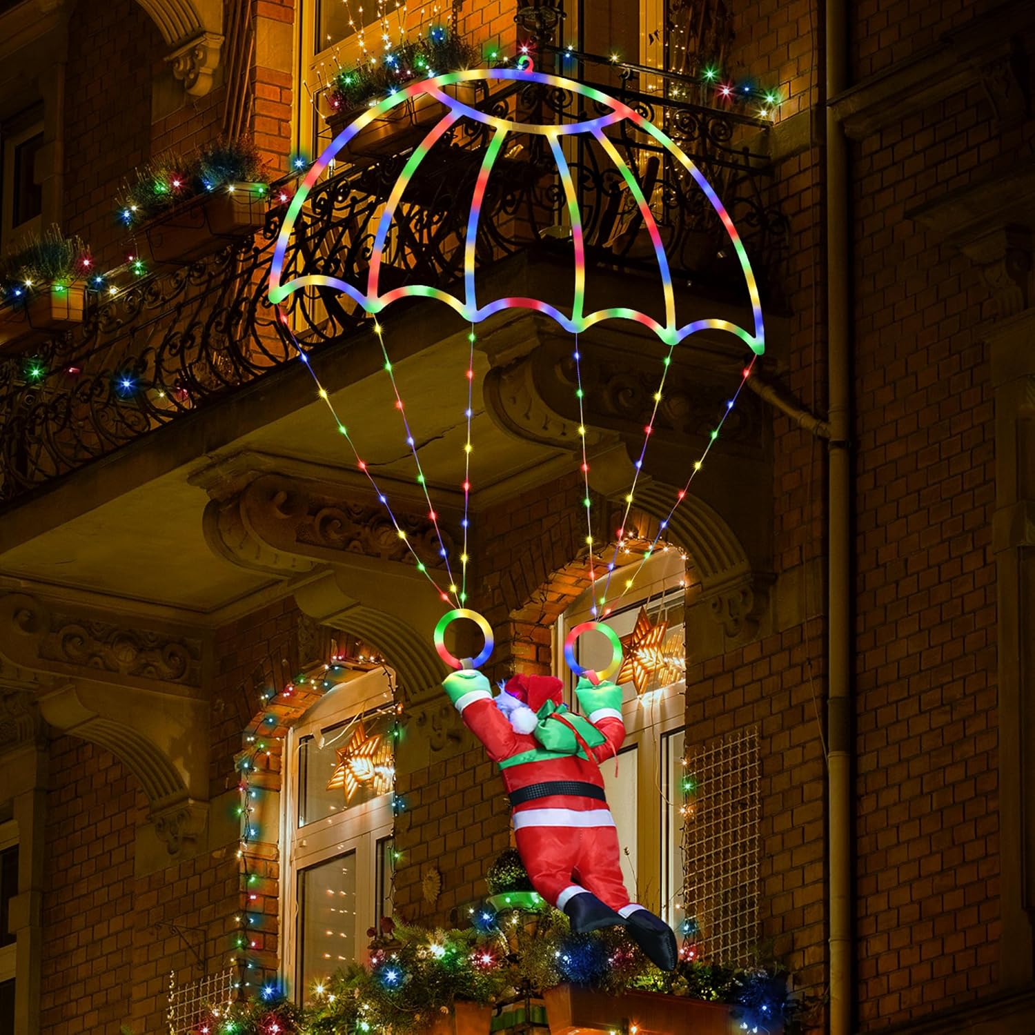 Christmas Decorations Lights Outdoor, 2.8ft LED Christmas Parachute Lights with...