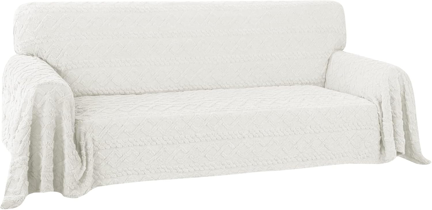 Easy-Going 80X133 inches Sofa Cover, Jacquard Velvet Oversized Couch Slipcover f...