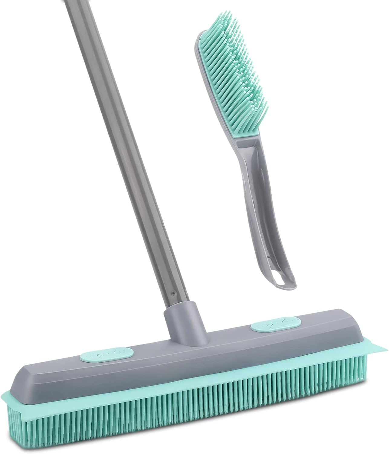 Conliwell Rubber Broom Carpet Rake for Pet Hair, Fur Remover Broom with Squeegee...