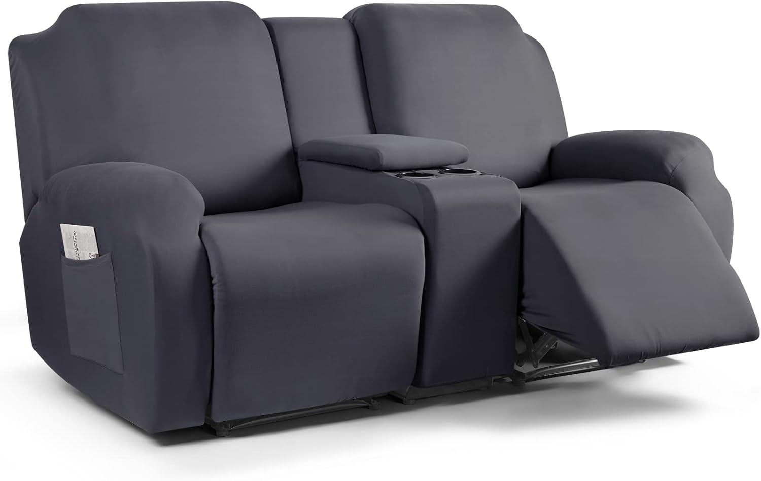 TAOCOCO Reclining Loveseat with Middle Console Slipcover, 4 Piece Polyester Fabr...