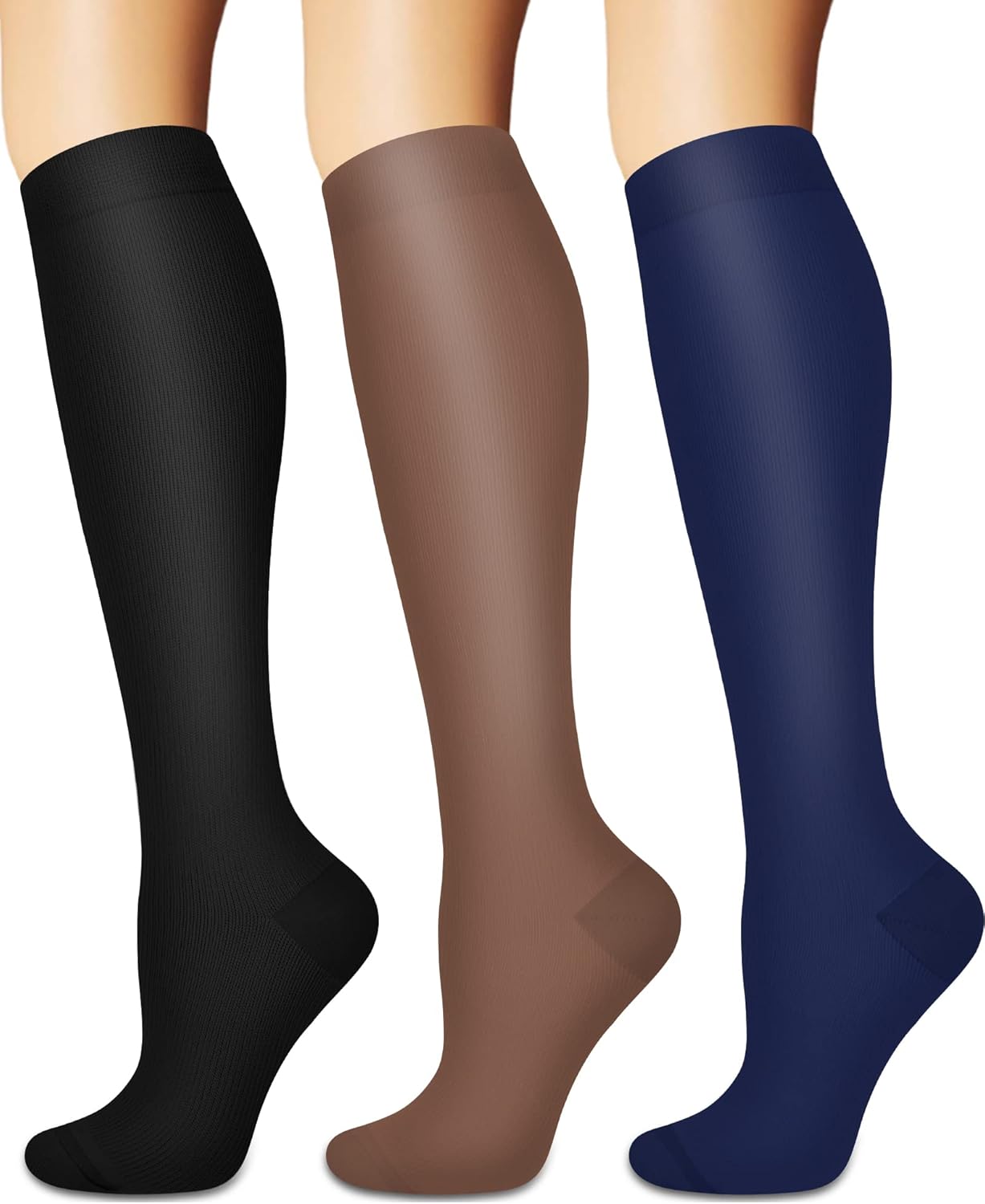 Compression Socks for Women and Men Circulation (3 Pairs) - Best for Nursing,Run...