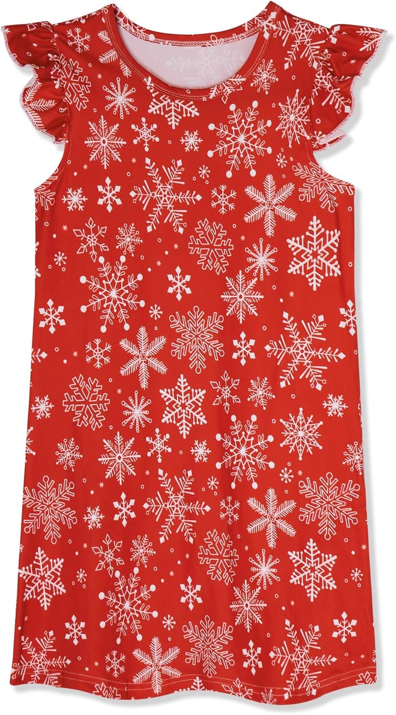 Funnycokid Girls Nightgowns Pajamas Dress 3D Printed Flutter Sleeve Sleepwear Ni...