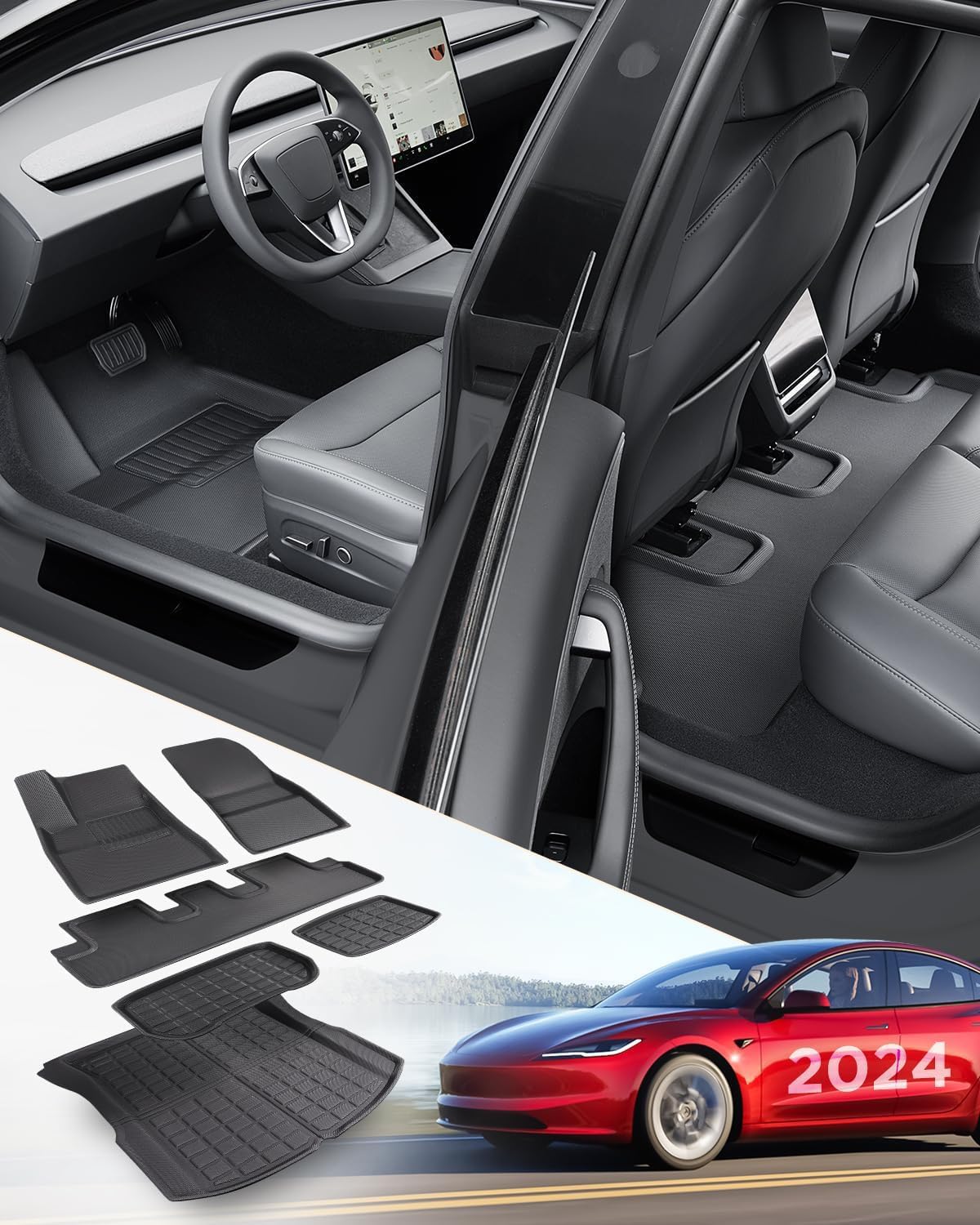 TAPTES 2024 for Tesla Model 3 Highland Floor Mats, Full Set for Tesla Model 3 Al...