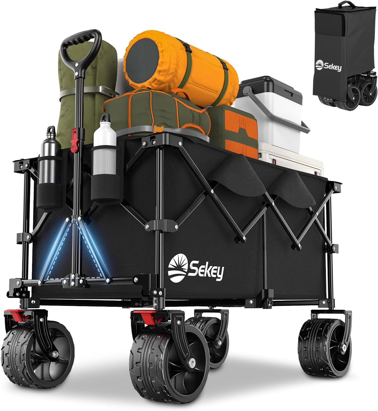 Sekey 220L Collapsible Foldable Wagon with 330lbs Weight Capacity, Heavy Duty Fo...