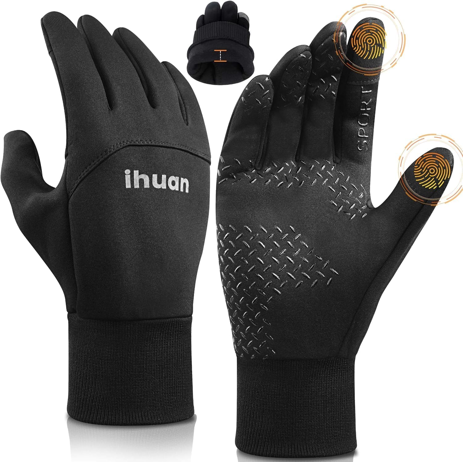ihuan Winter Gloves for Men Women-Waterproof Running Cycling Glove for Cold Weat...