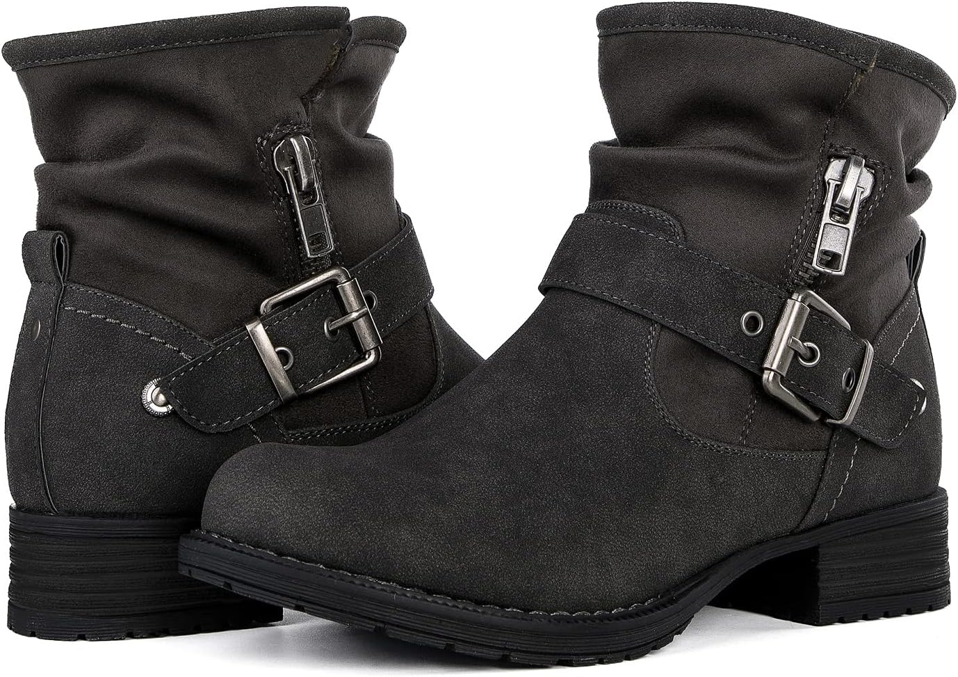 GLOBALWIN Women's Ankle Boots for Women Booties for Women Low Heel 7.5 16grey