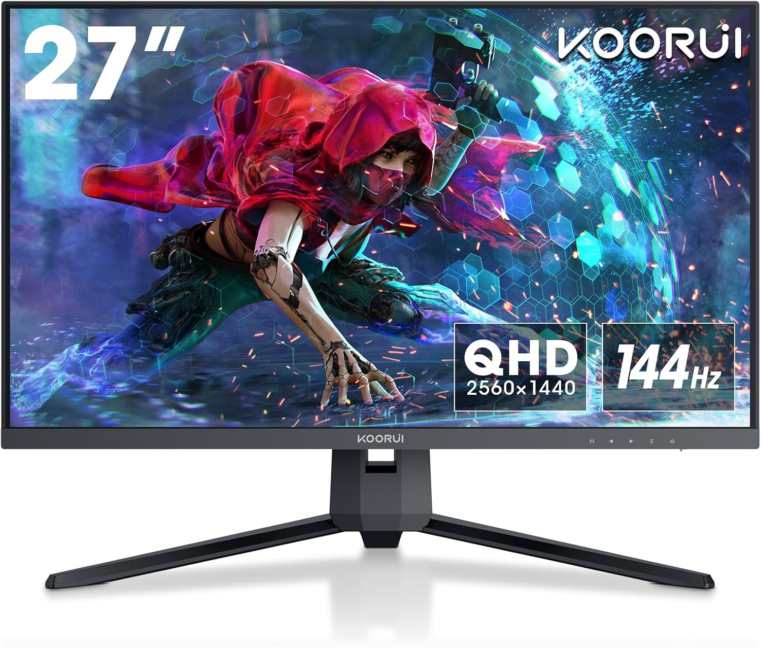 KOORUI 27 Inch Gaming Monitor 144 Hz, 2K QHD(2560x1440), MPRT 1ms, AdaptiveSync,...