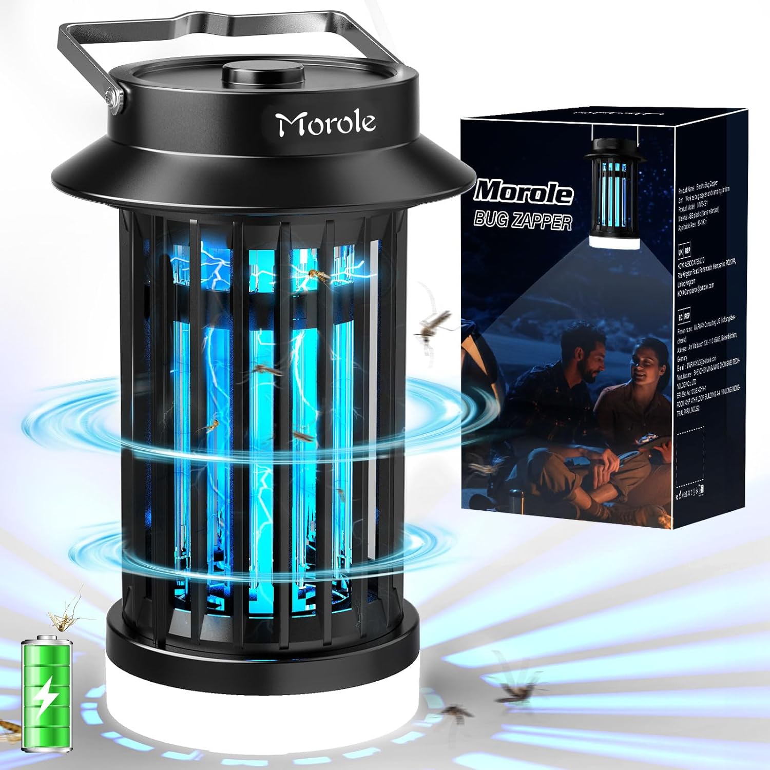 Bug Zapper for Indoor Outdoor, Rechargeable Mosquito Zapper with LED Light, Port...