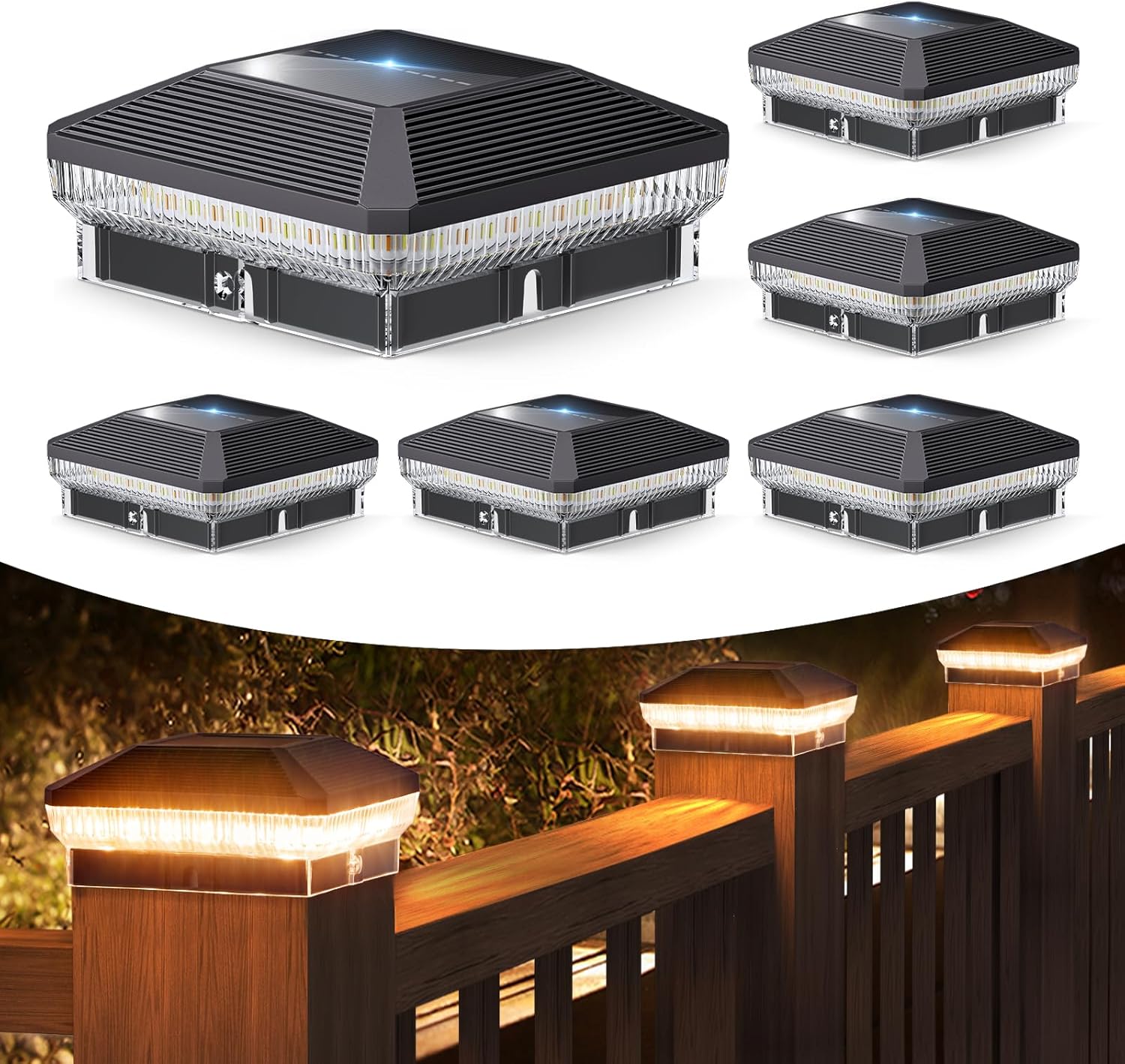 4x4 Solar Post Lights Outdoor, 6 Pack 40 LEDs 30 Lumens Fence Post Solar Lights...