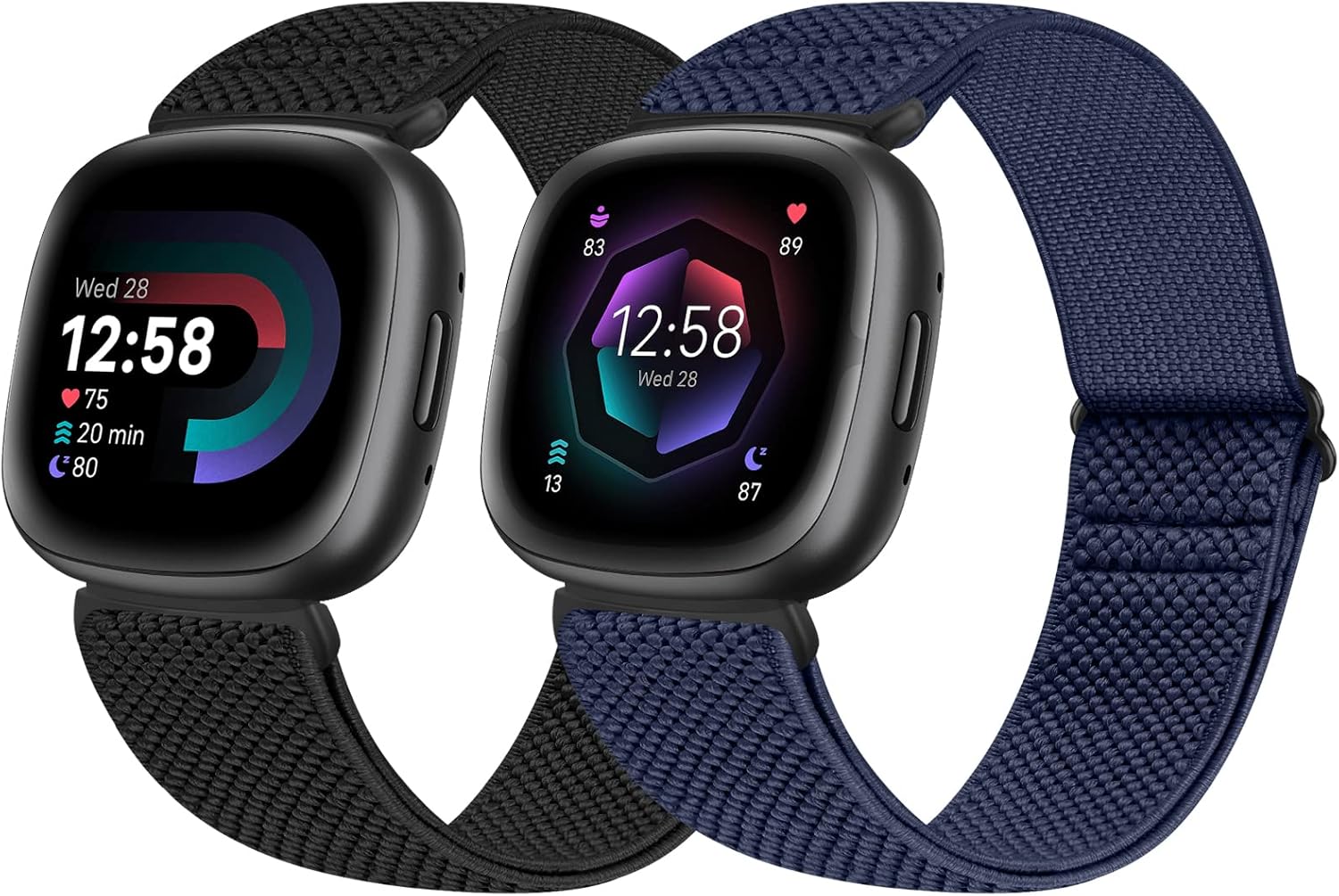 enkic 2 Pack Elastic Watch Strap Compatible with Fitbit Versa 4/Fitbit Versa 3 S...