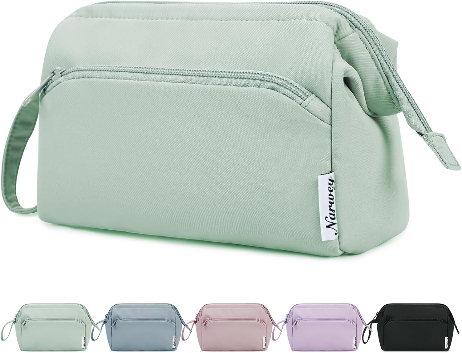 Narwey Large Makeup Bag Wide-Open Zipper Pouch Travel Wash Bag Toiletry Bag Cosm...