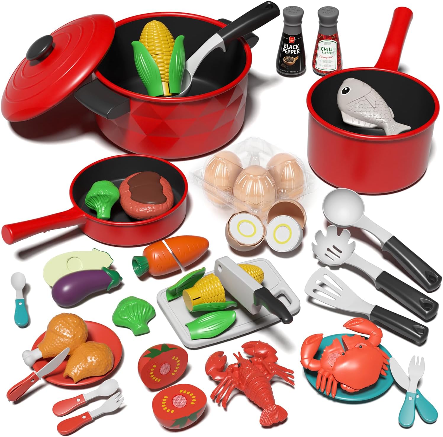 Lehoo Castle Play Kitchen Accessories, Play Pots and Pans Sets for Kids Kitchen,...