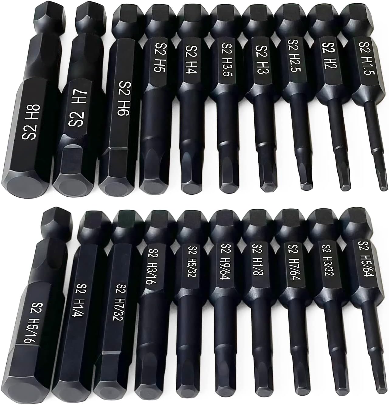 Hex Head Allen Wrench Drill Bit Set (10pc Metric & 10pc SAE), PTSLKHN Allen Wren...