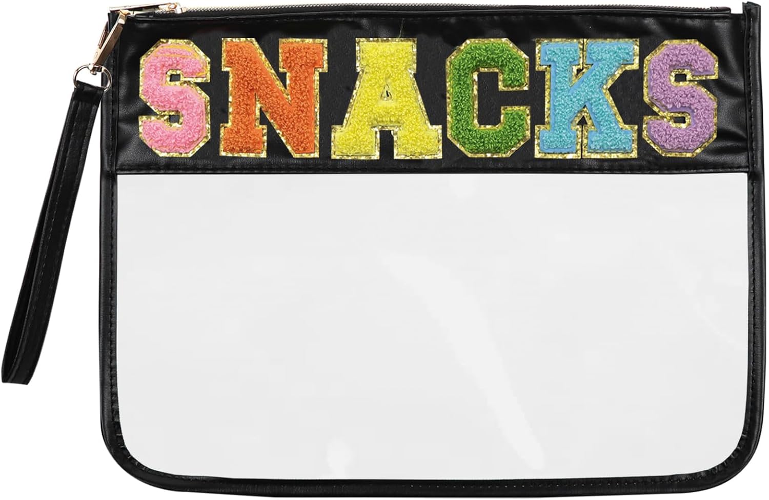 Snack Bags Clear Pouch Travel Makeup Bag Chenille Letter Bags for Zipper Pouch C...