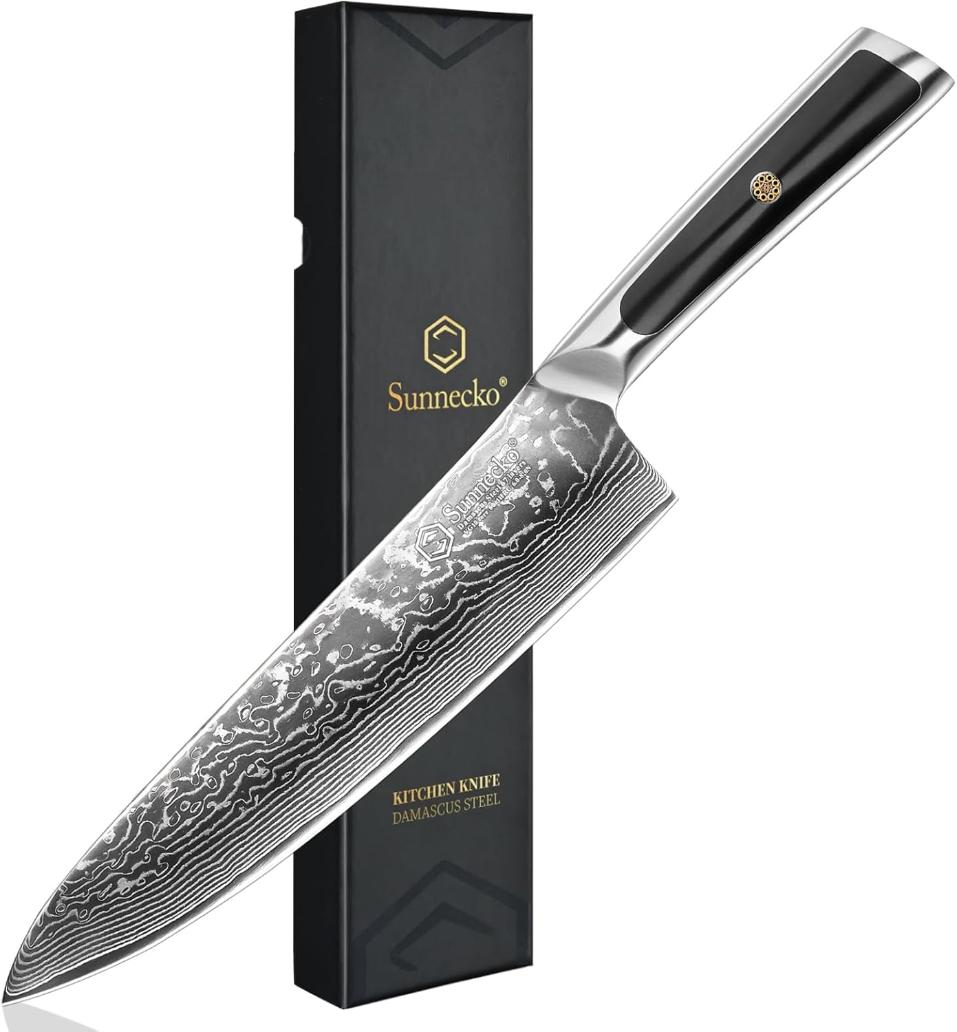 Sunnecko Chef Knife, Special Kitchen Knife with Damascus Blade, Unique Japanese...