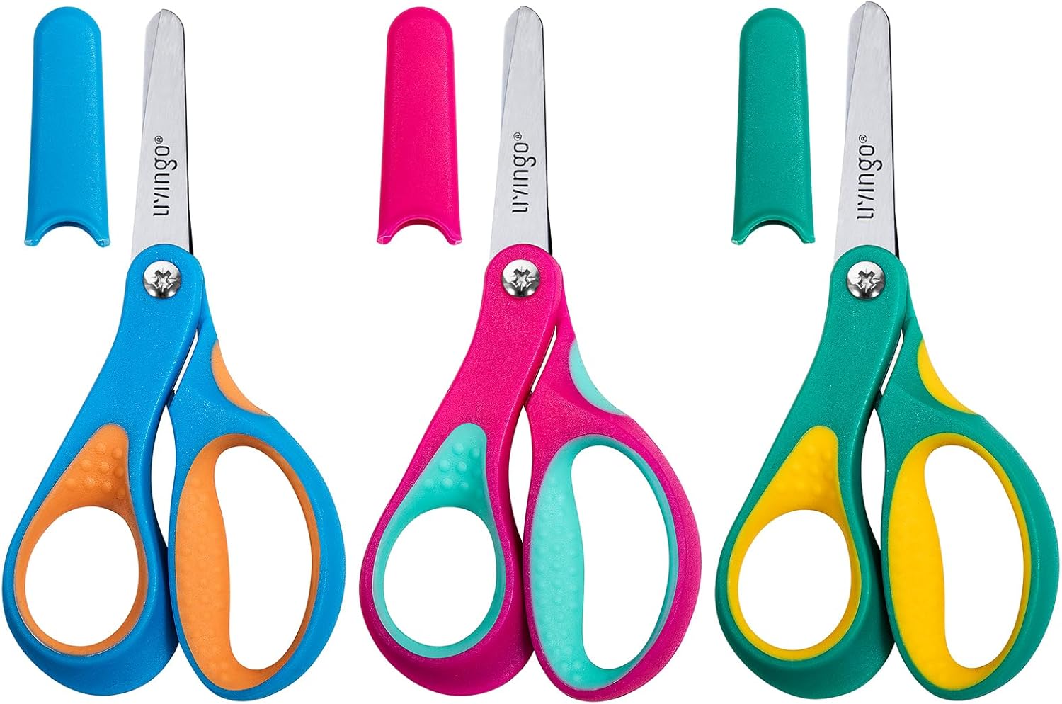 LIVINGO Left Handed Kids Scissors: Blunt Tip Safety Lefty Toddler Child Scissors...
