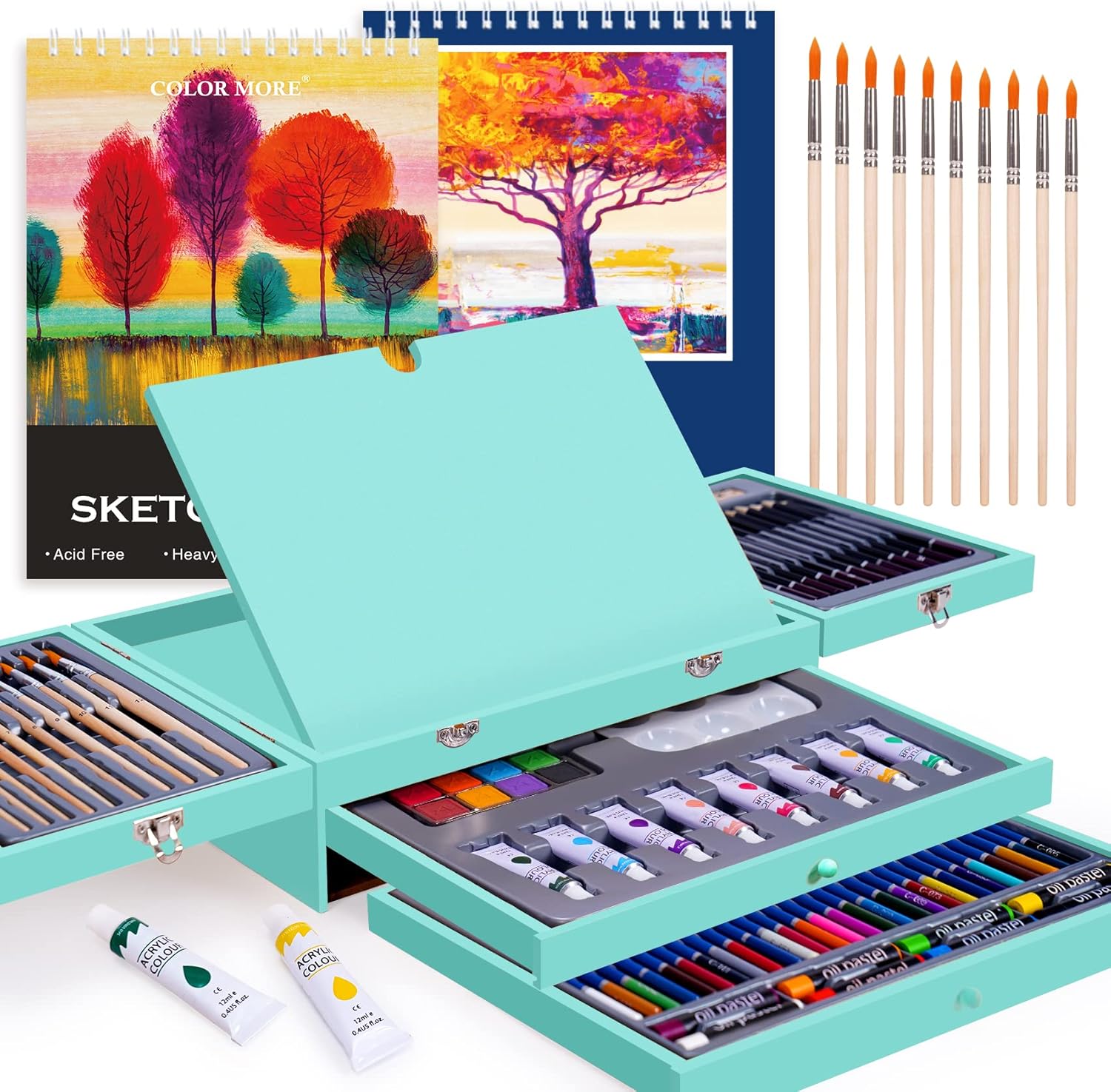 85 Piece Deluxe Wooden Art Supplies, Art Kit with Easel and Acrylic Pad, Art Set...