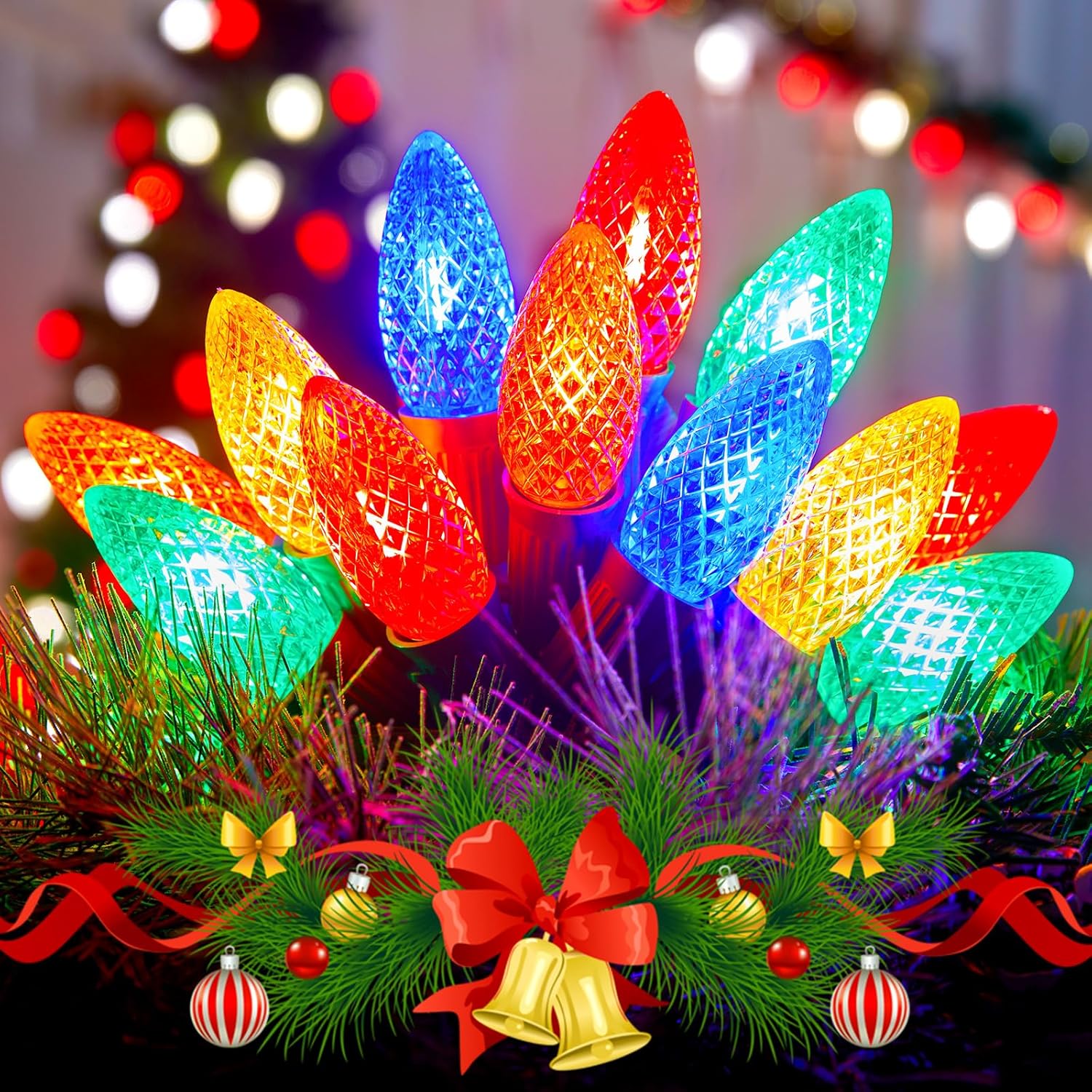 Brightown Outdoor Christmas Lights, 100 Ft C9 LED Commercial String Lights with...