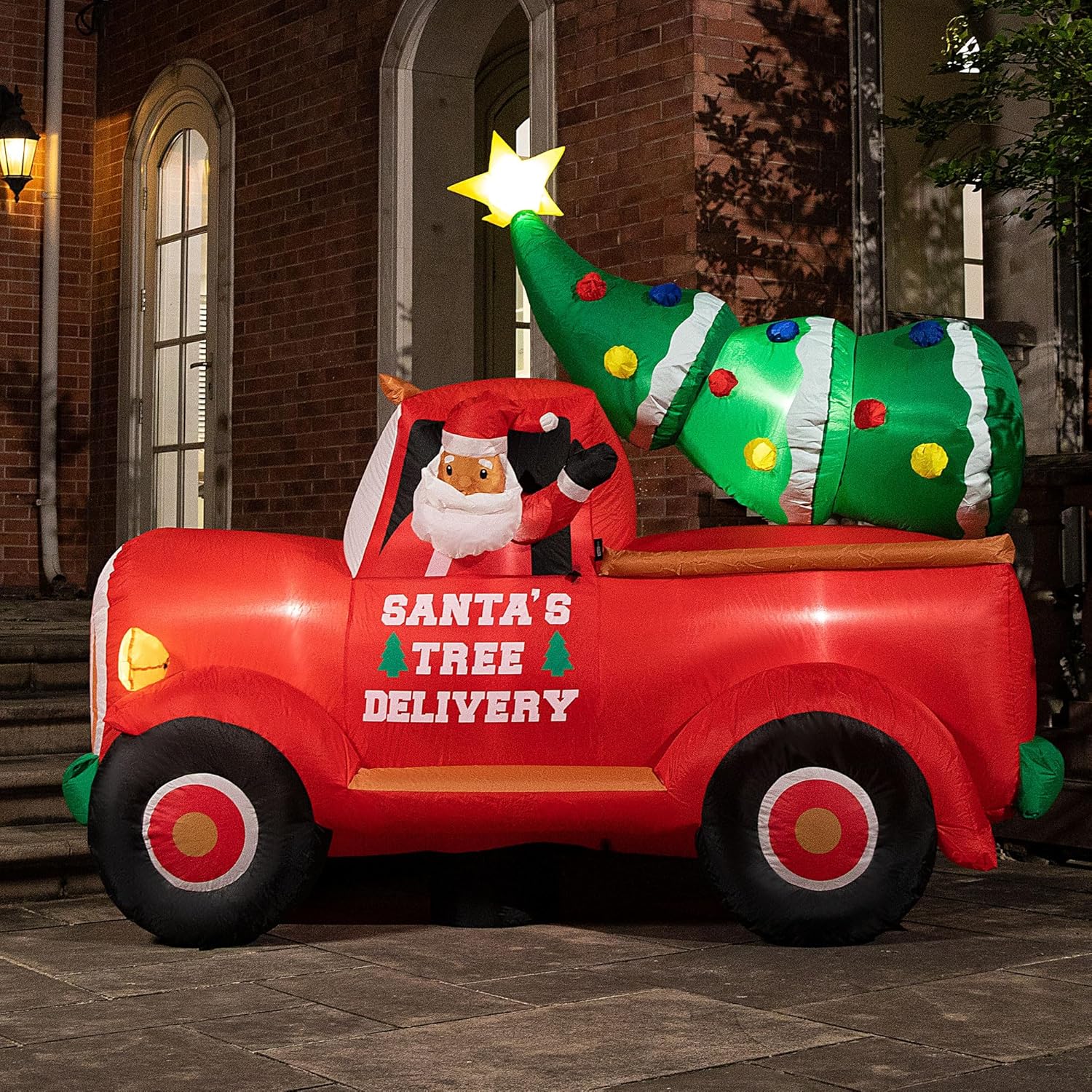 VIVOHOME 7.5FT Long Christmas Inflatable Outdoor Decoration, Santa on Truck with...