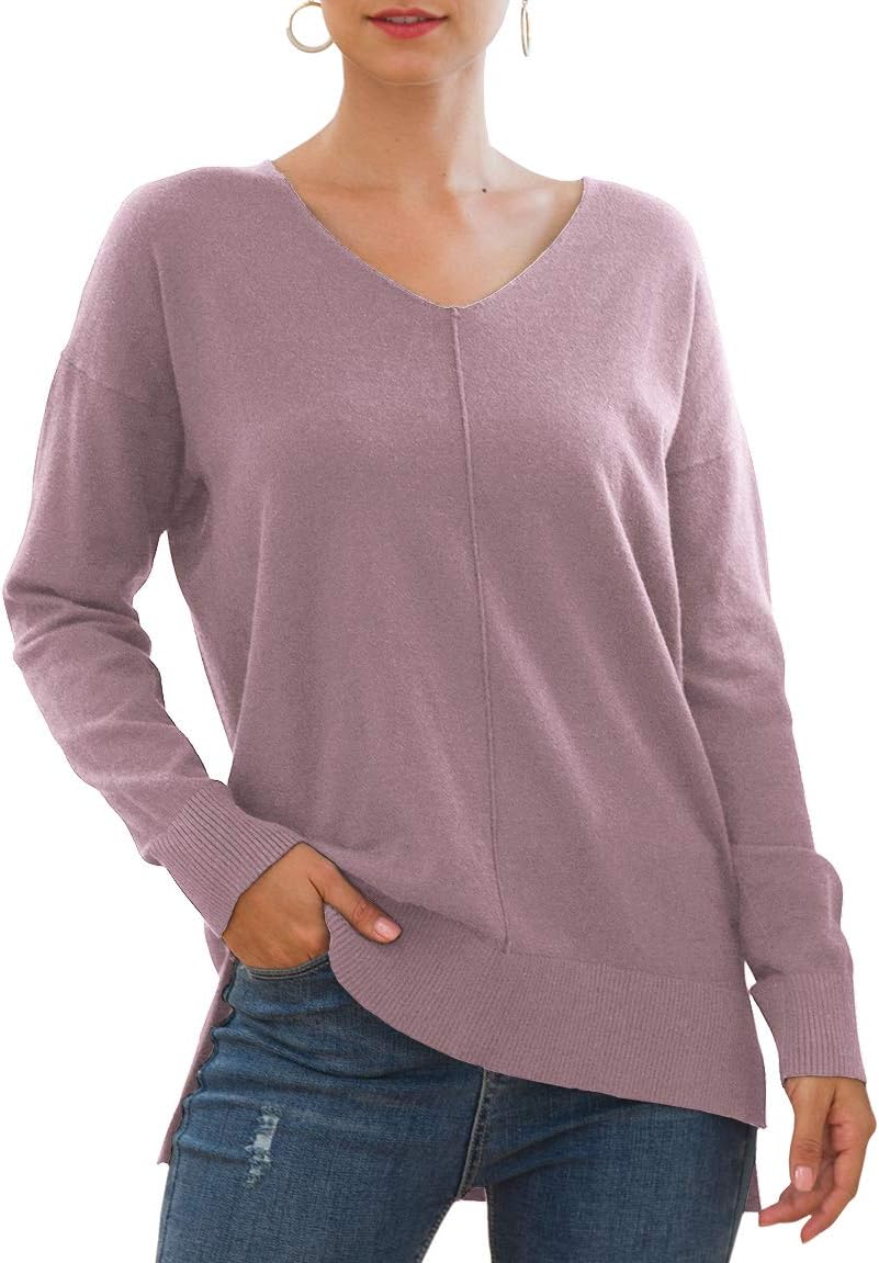 Jouica Women's Casual Lightweight V Neck Batwing Sleeve Knit Top Loose Pullover...