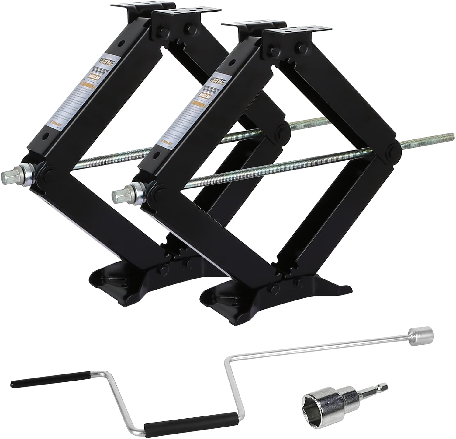 WEIZE Camper RV Trailer Stabilizer Leveling Scissor Jacks with Handle -24"- 9000...