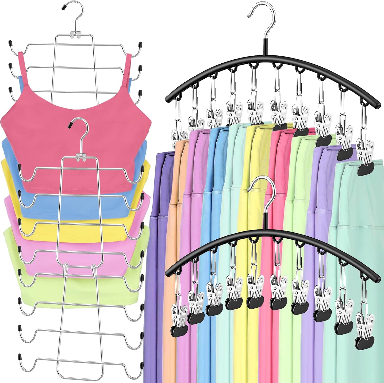 TomCare 2 Pack Tank Top Hanger and 2 Pack Leggings Organizers Space Saving Sport...