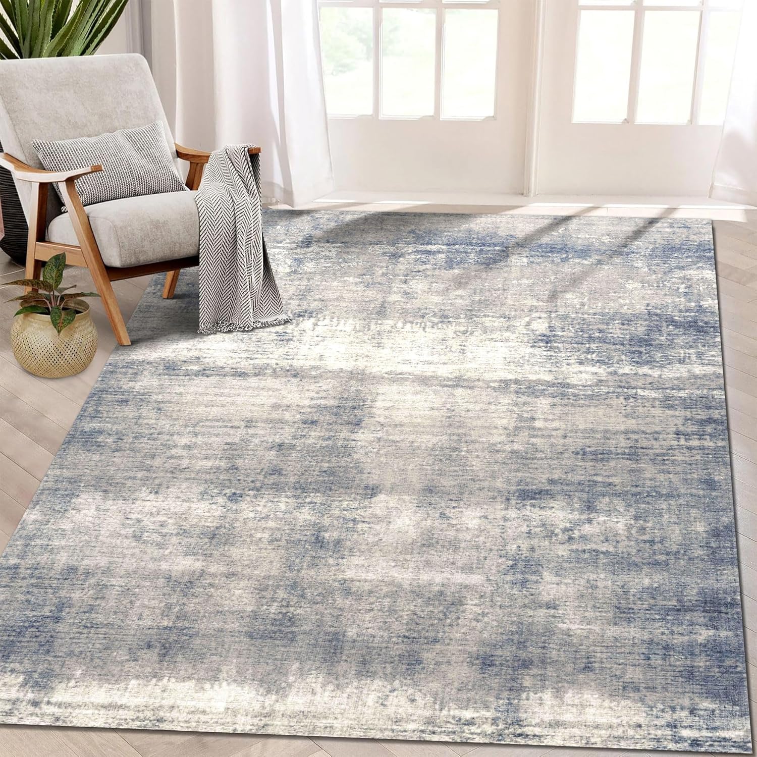 vivorug Washable Rug, Ultra Soft Area Rug 8x10, Non Slip Abstract Rug Foldable,...
