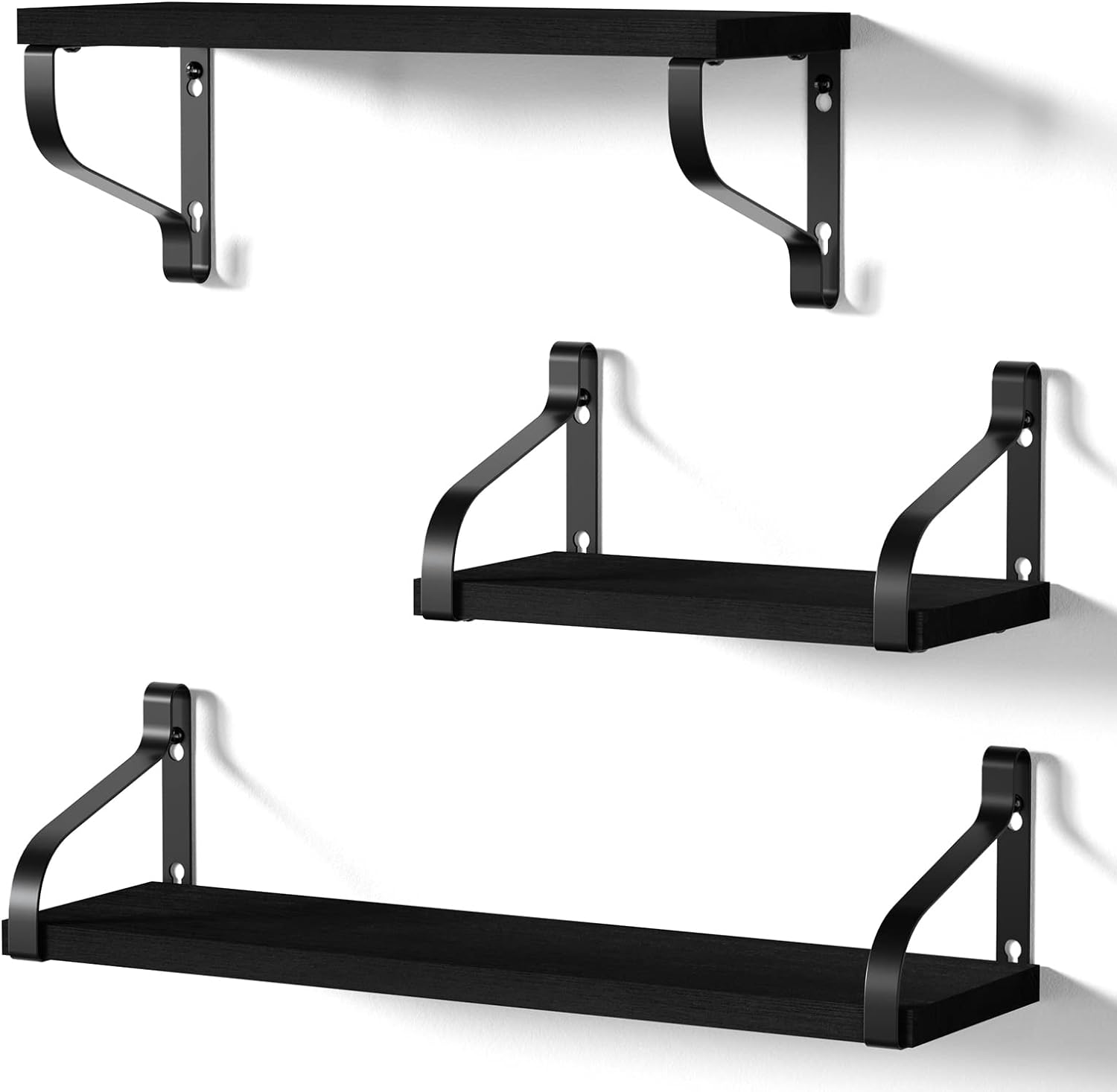 Love-KANKEI Floating Shelves Wall Mounted - Rustic Wood Wall Shelves Set of 3 fo...