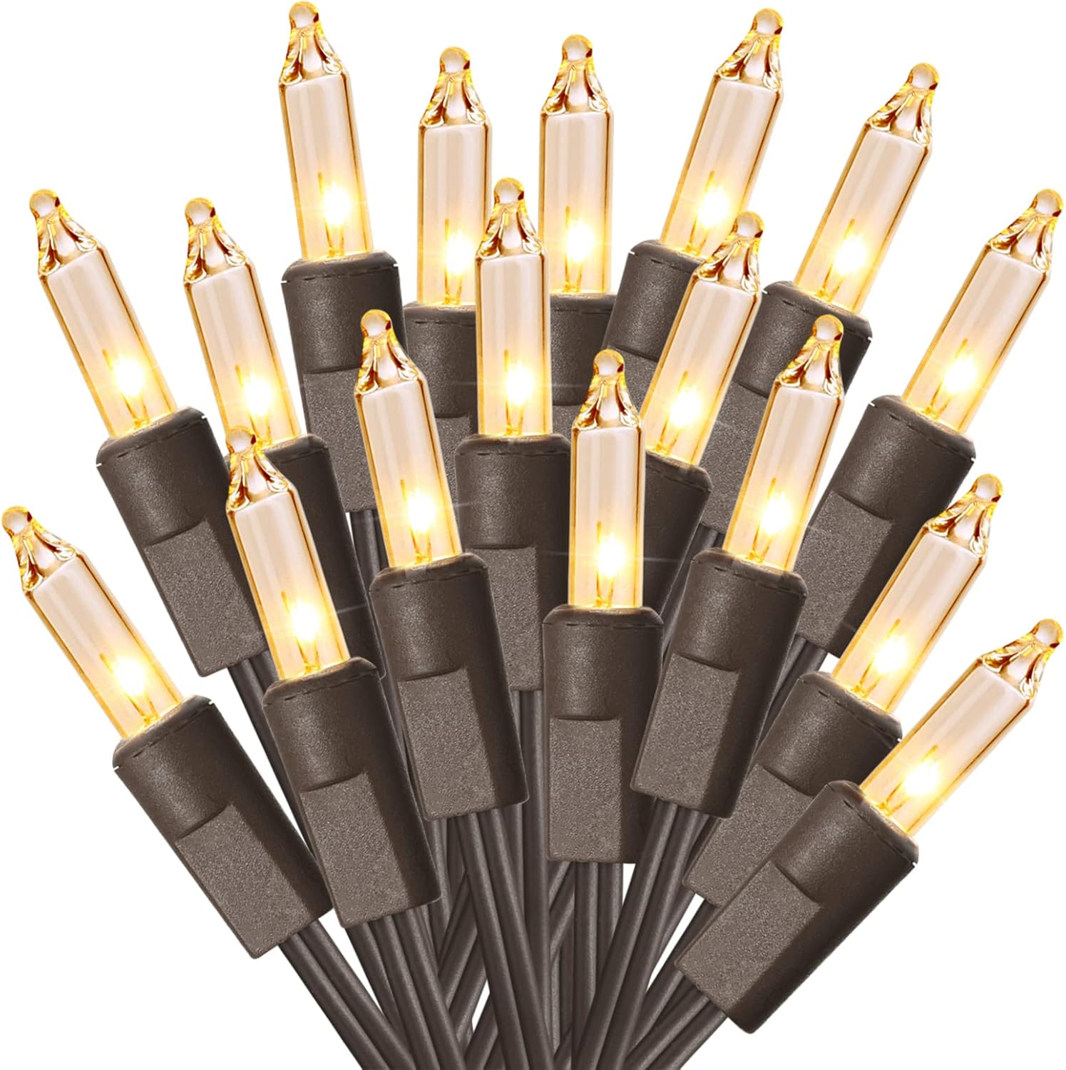 Clear Christmas Lights String, High-Quality 21.63ft 100 Count Incandescent Brown...