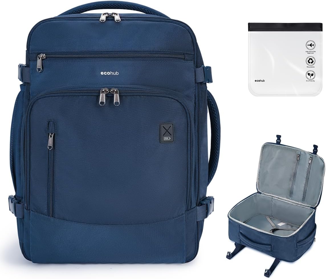 ECOHUB Travel Backpack for Men, 18x14x8 Spirit Airlines Personal Item Bag with C...