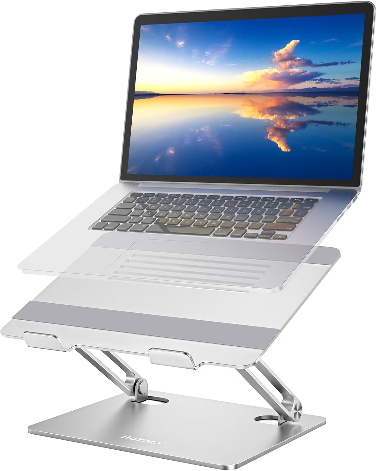 BoYata Laptop Stand, Multi-Angle Laptop Riser with Heat-Vent, Adjustable Noteboo...