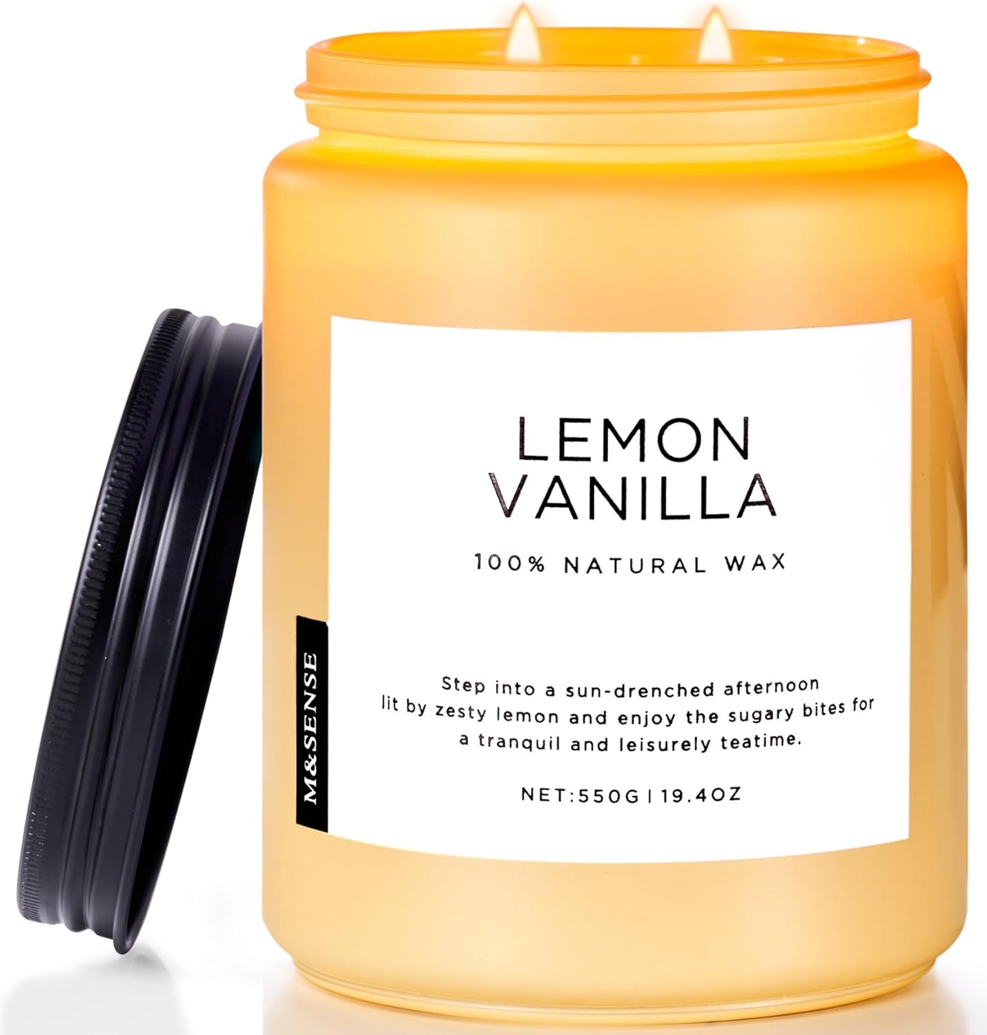 M&SENSE Candles Lemon Vanilla Scented, 19.4oz 110 Hours Long Lasting Candles for...