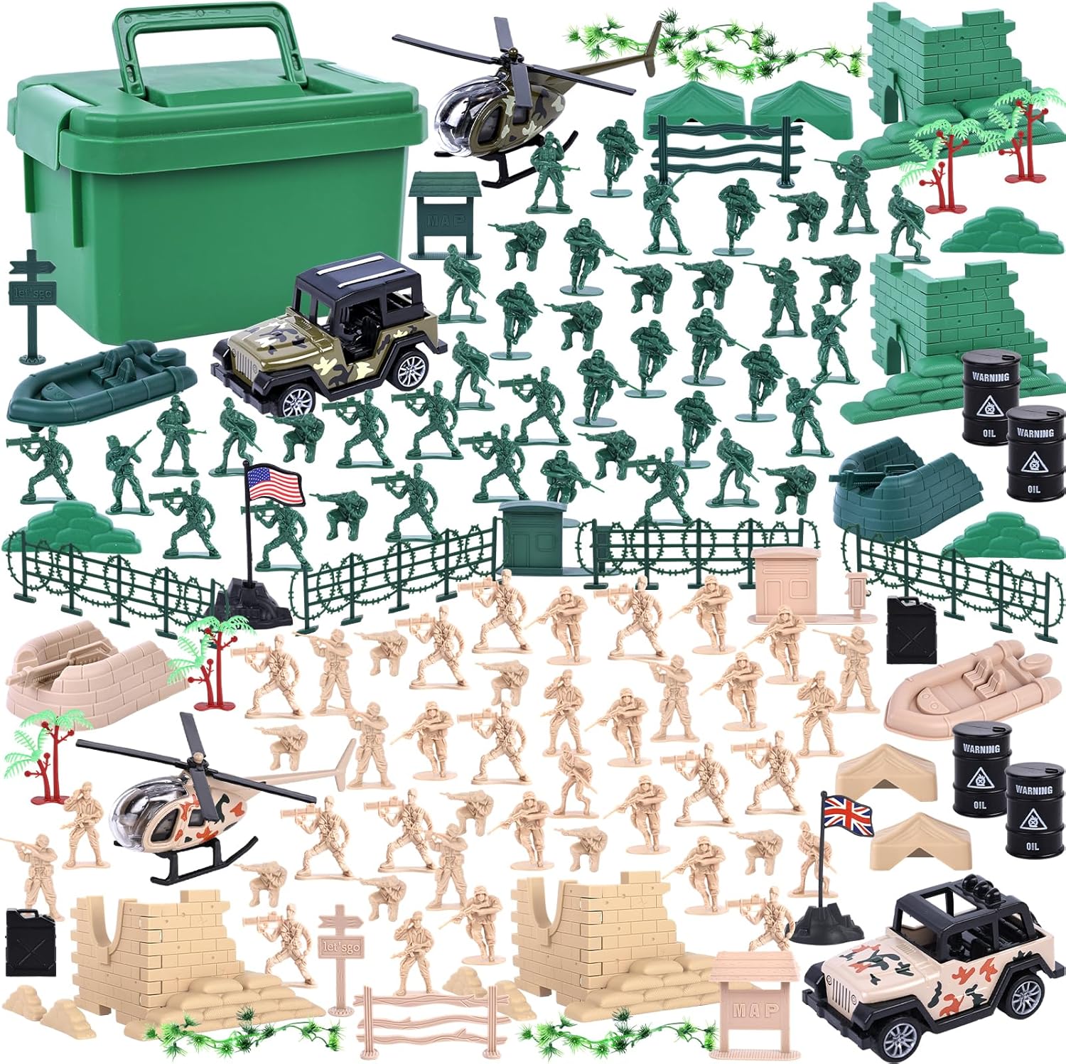LovesTown 117PCS Army Men Playset, Military Soldier Set Army Action Figures Batt...