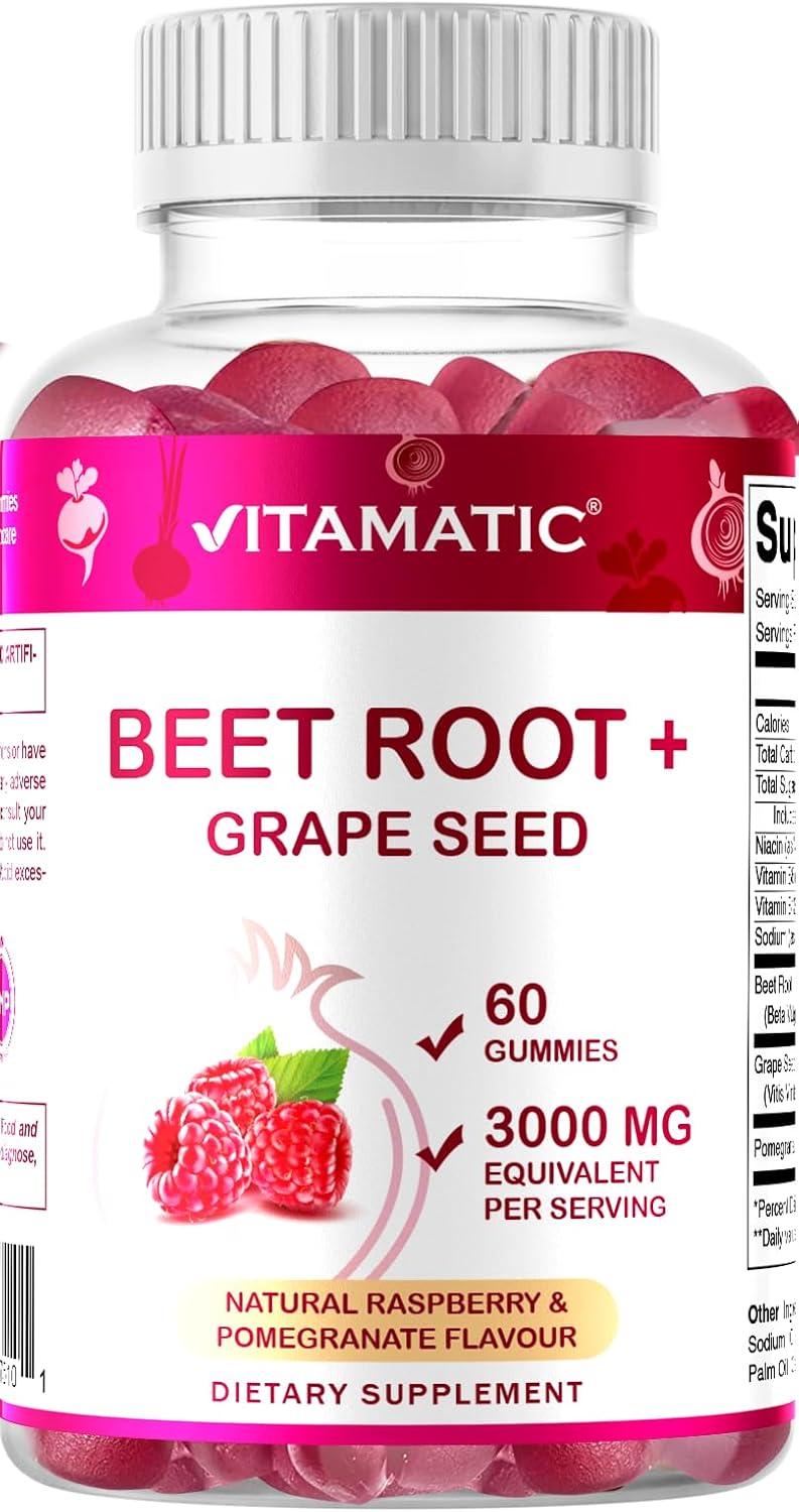 Vitamatic Beet Root Gummies - 3000 mg Equivalent Per Serving - 60 Gummies - Made...