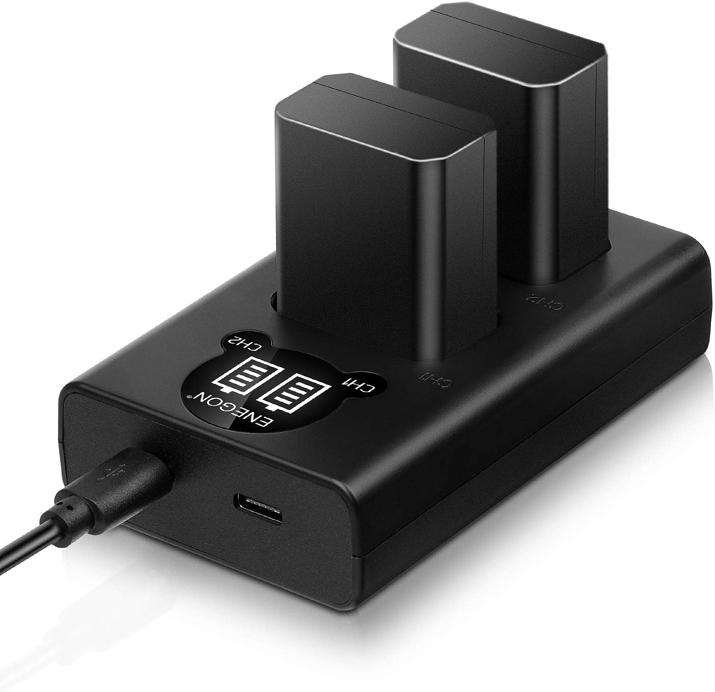 ENEGON NP-FW50 Battery (2-Pack,1300mAh) and Dual C...