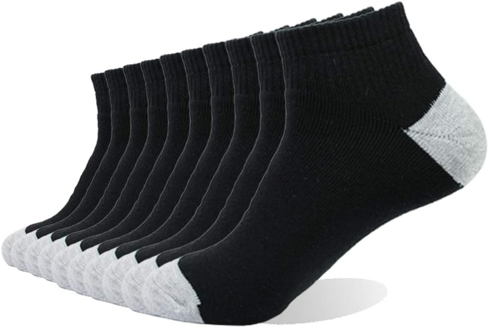 EnerWear 10P Pack Men's Cotton Moisture Wicking Cushion Low Cut Socks 10-13 Blac...