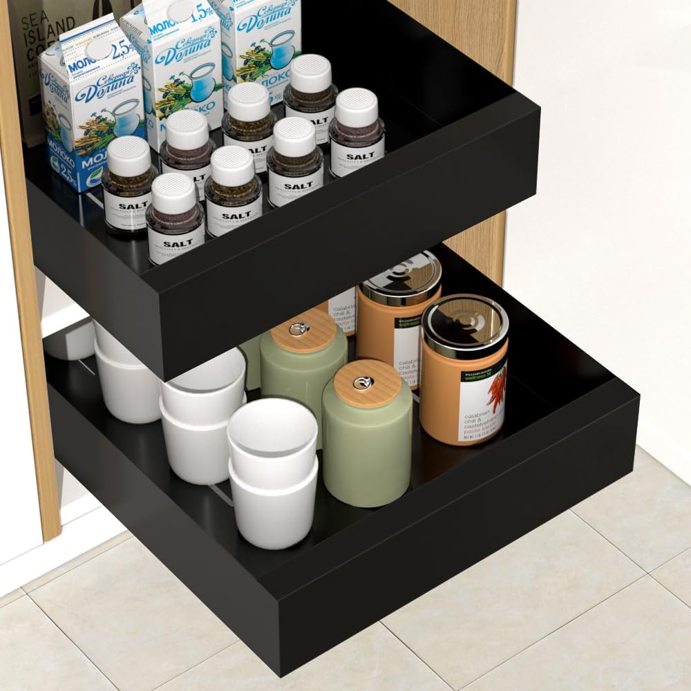 Kitchen Pull Out Cabinet Organizer, Carbon Steel Cabinet Drawers Slide Out, Pant...