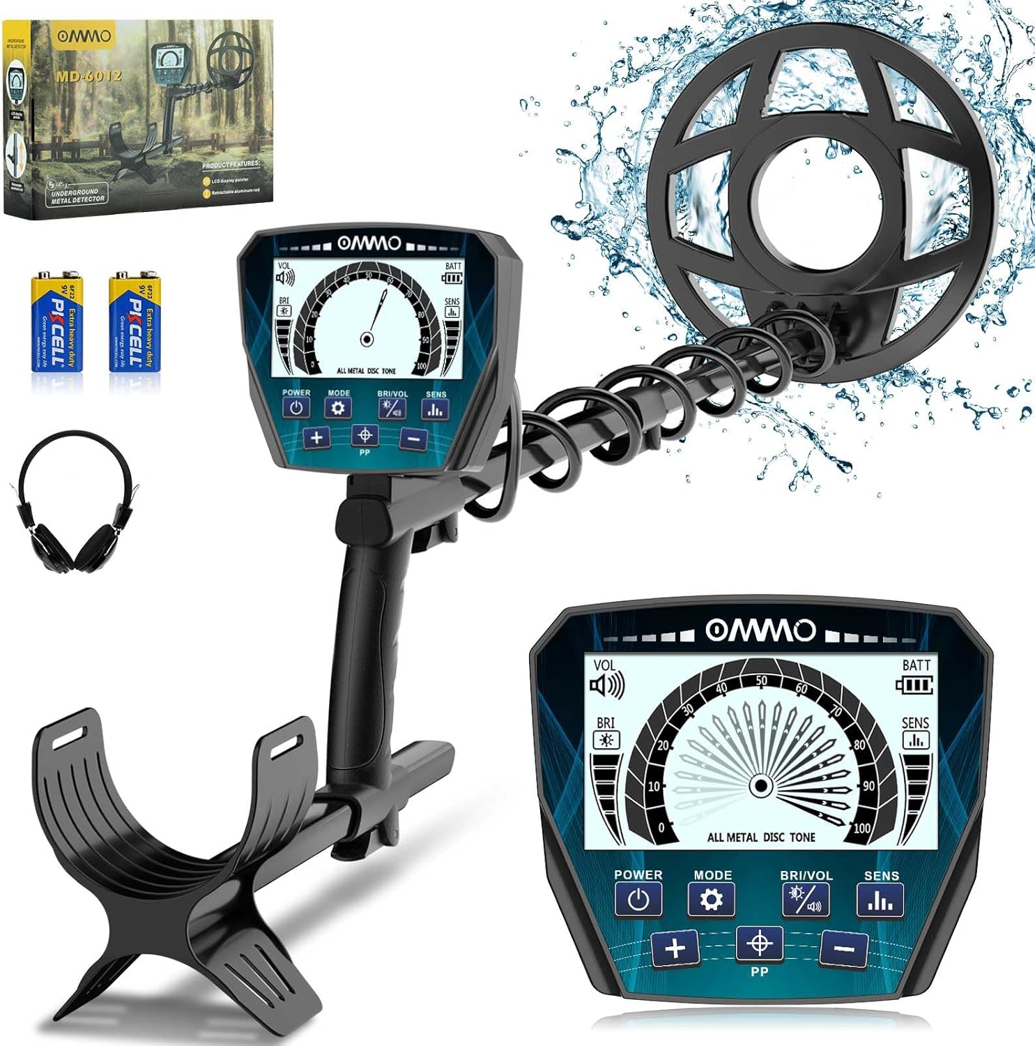 OMMO Metal Detector, Analog Pointer Metal Detector for Adults with 4.3IN Backlig...